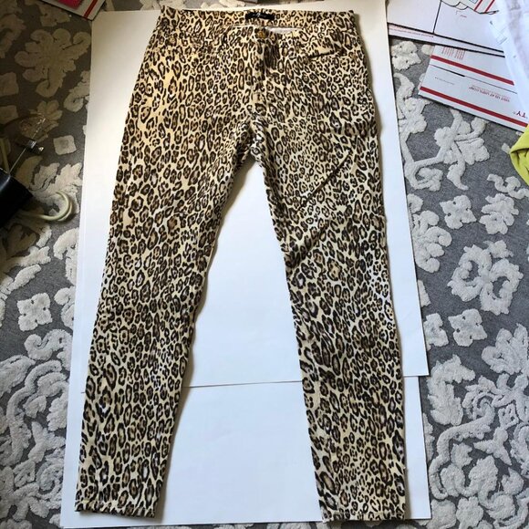 7 For All Mankind Sz 29 Waist, Dk Brown/Black & Tan Cheetah print,  skinny jeans - Picture 13 of 13